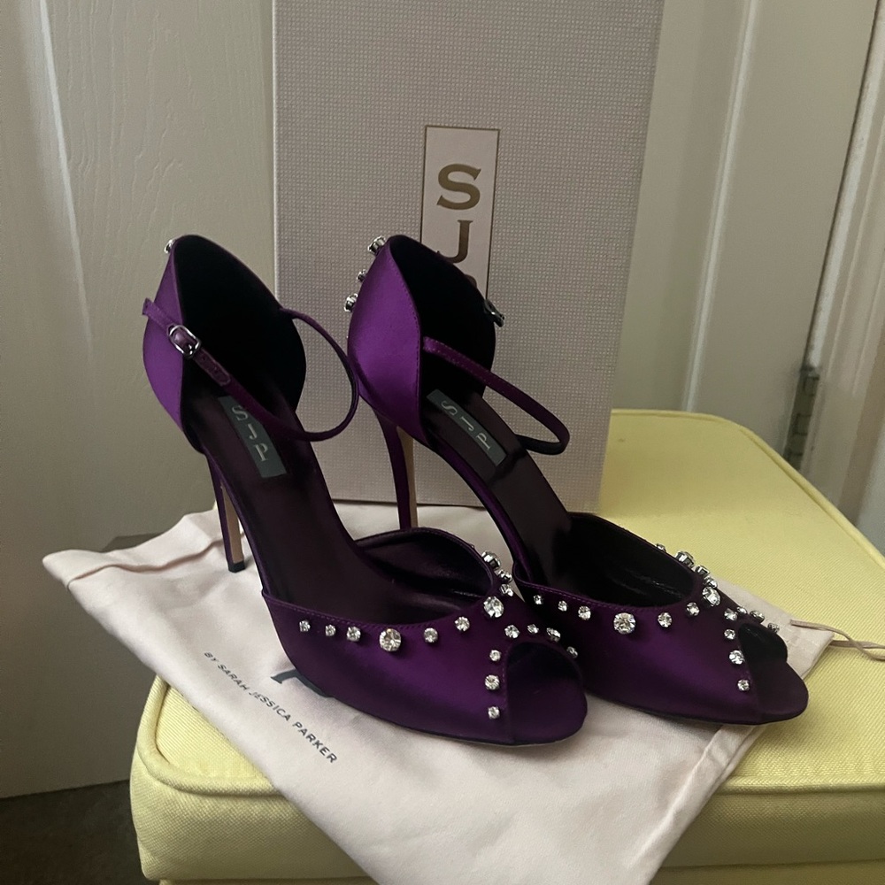 SJP by Sarah Jessica Parker Jewel-Embellished Purple Heels